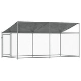 NNEVL Dog Cage with Roof and Door Grey 4x2x2 m Galvanised Steel