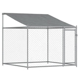 NNEVL Dog Cage with Roof and Door Grey 4x2x2 m Galvanised Steel