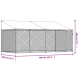 NNEVL Dog Cage with Roof and Door Grey 4x2x2 m Galvanised Steel