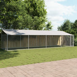 NNEVL Dog Cage with Roof and Door Grey 8x2x2 m Galvanised Steel
