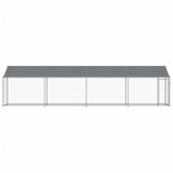NNEVL Dog Cage with Roof and Door Grey 8x2x2 m Galvanised Steel