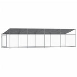 NNEVL Dog Cage with Roof and Door Grey 8x2x2 m Galvanised Steel