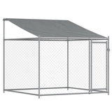 NNEVL Dog Cage with Roof and Door Grey 8x2x2 m Galvanised Steel