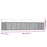 NNEVL Dog Cage with Roof and Door Grey 8x2x2 m Galvanised Steel