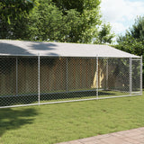 NNEVL Dog Cage with Roof and Door Grey 8x2x2 m Galvanised Steel