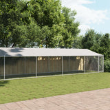 NNEVL Dog Cage with Roof and Door Grey 10x2x2 m Galvanised Steel