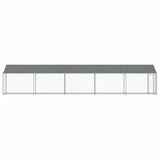 NNEVL Dog Cage with Roof and Door Grey 10x2x2 m Galvanised Steel