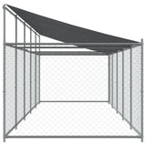 NNEVL Dog Cage with Roof and Door Grey 10x2x2 m Galvanised Steel