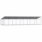 NNEVL Dog Cage with Roof and Door Grey 10x2x2 m Galvanised Steel