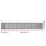 NNEVL Dog Cage with Roof and Door Grey 10x2x2 m Galvanised Steel