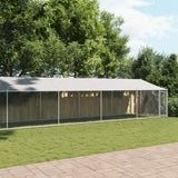 NNEVL Dog Cage with Roof and Door Grey 12x2x2 m Galvanised Steel