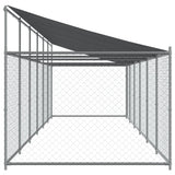 NNEVL Dog Cage with Roof and Door Grey 12x2x2 m Galvanised Steel