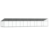 NNEVL Dog Cage with Roof and Door Grey 12x2x2 m Galvanised Steel