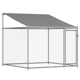 NNEVL Dog Cage with Roof and Door Grey 12x2x2 m Galvanised Steel