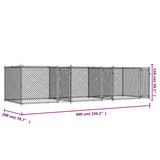 NNEVL Dog Cage with Doors Grey 6x2x1.5 m Galvanised Steel
