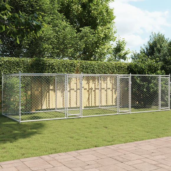NNEVL Dog Cage with Doors Grey 6x2x1.5 m Galvanised Steel