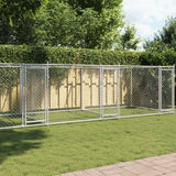 NNEVL Dog Cage with Doors Grey 8x2x1.5 m Galvanised Steel