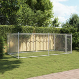 NNEVL Dog Cage with Door Grey 4x2x1.5 m Galvanised Steel
