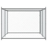 NNEVL Dog Cage with Door Grey 4x2x1.5 m Galvanised Steel