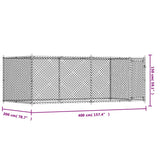 NNEVL Dog Cage with Door Grey 4x2x1.5 m Galvanised Steel