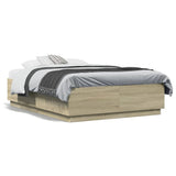 NNEVL Bed Frame without Mattress Sonoma Oak 135x190 cm