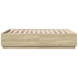 NNEVL Bed Frame without Mattress Sonoma Oak 135x190 cm