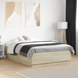 NNEVL Bed Frame without Mattress Sonoma Oak 135x190 cm