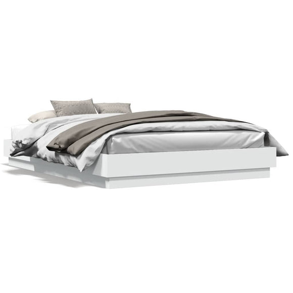NNEVL Bed Frame White 150x200 cm Engineered Wood