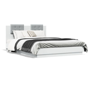 NNEVL Bed Frame with Headboard White 150x200 cm Engineered Wood