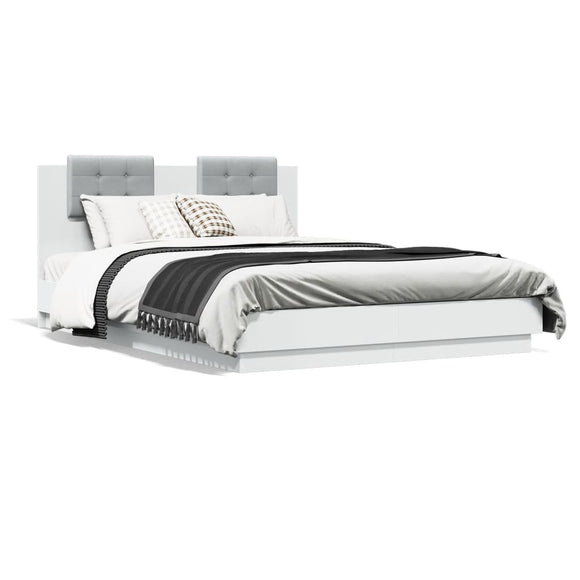 NNEVL Bed Frame with Headboard White 150x200 cm Engineered Wood