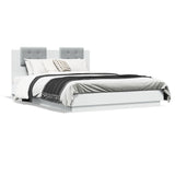 NNEVL Bed Frame with Headboard White 150x200 cm Engineered Wood