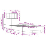NNEVL Bed Frame without Mattress Black 90x190 cm