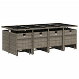 NNEVL 13 Piece Garden Dining Set with Cushions Grey Poly Rattan