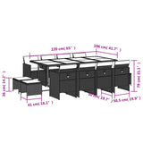 NNEVL 13 Piece Garden Dining Set with Cushions Grey Poly Rattan