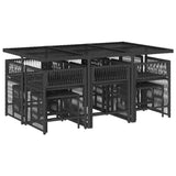 NNEVL 11 Piece Garden Dining Set with Cushions Black Poly Rattan
