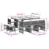 NNEVL 11 Piece Garden Dining Set with Cushions Black Poly Rattan