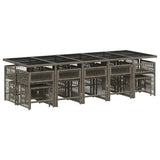 NNEVL 15 Piece Garden Dining Set with Cushions Grey Poly Rattan
