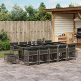 NNEVL 15 Piece Garden Dining Set with Cushions Grey Poly Rattan