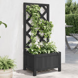 NNEVL Planter with Trellis Black Solid Wood Fir