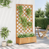 NNEVL Planter with Trellis Brown Solid Wood Fir