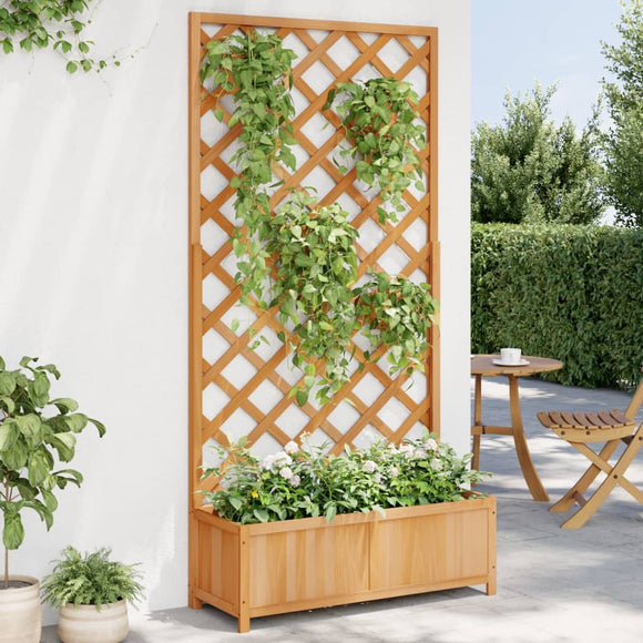 NNEVL Planter with Trellis Brown Solid Wood Fir