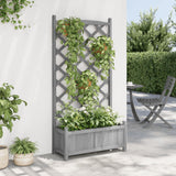 NNEVL Planter with Trellis Grey Solid Wood Fir