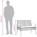 NNEVL Garden Bench with Cushion Black Poly Rattan Acacia Wood
