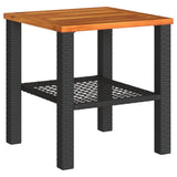 NNEVL Garden Table Black 40x40x42 cm Poly Rattan Acacia Wood