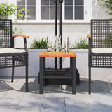 NNEVL Garden Table Black 40x40x42 cm Poly Rattan Acacia Wood