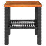 NNEVL Garden Table Black 40x40x42 cm Poly Rattan Acacia Wood