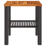 NNEVL Garden Table Black 40x40x42 cm Poly Rattan Acacia Wood