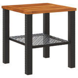 NNEVL Garden Table Black 40x40x42 cm Poly Rattan Acacia Wood