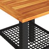 NNEVL Garden Table Black 40x40x42 cm Poly Rattan Acacia Wood