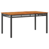 NNEVL Garden Table Black 140x80x75 cm Poly Rattan Acacia Wood